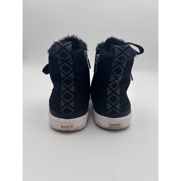 Roxy Ivan Faux Fur High-Top Sneakers Tie & Zip Women's SIze 10 Black - Picture 4 of 7